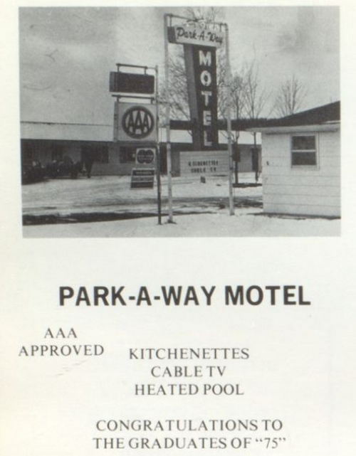 Park-A-Way Motel - 1975 Newberry High Yearbook Ad